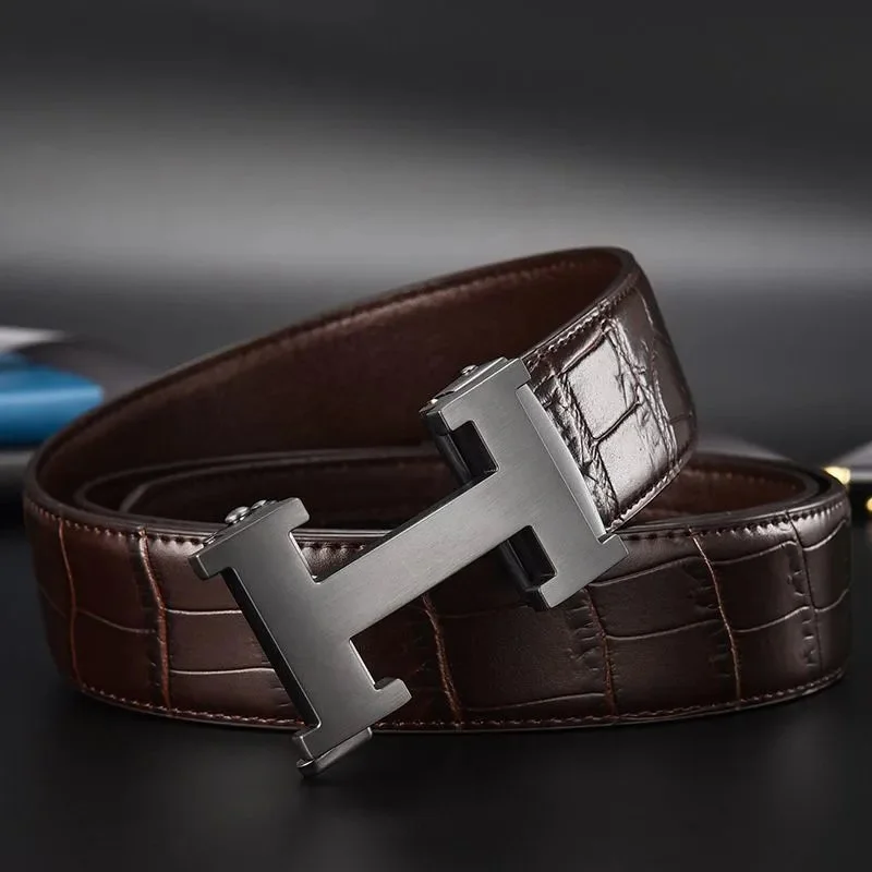 Hermès Crocodile Texture Belt Brown Leather