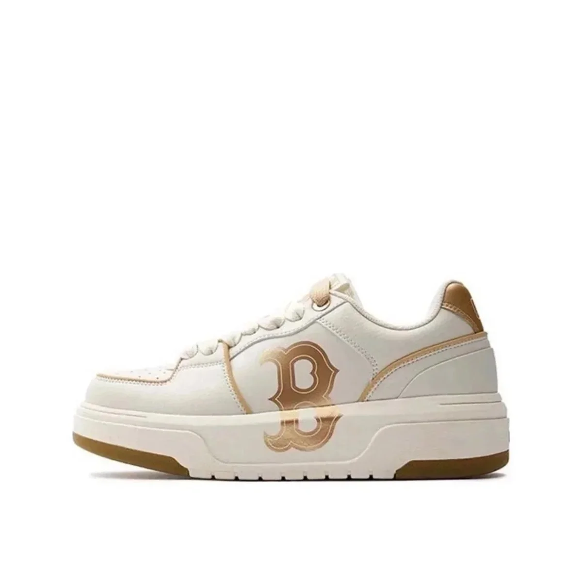 White & Gold Boston 'B' Sneakers