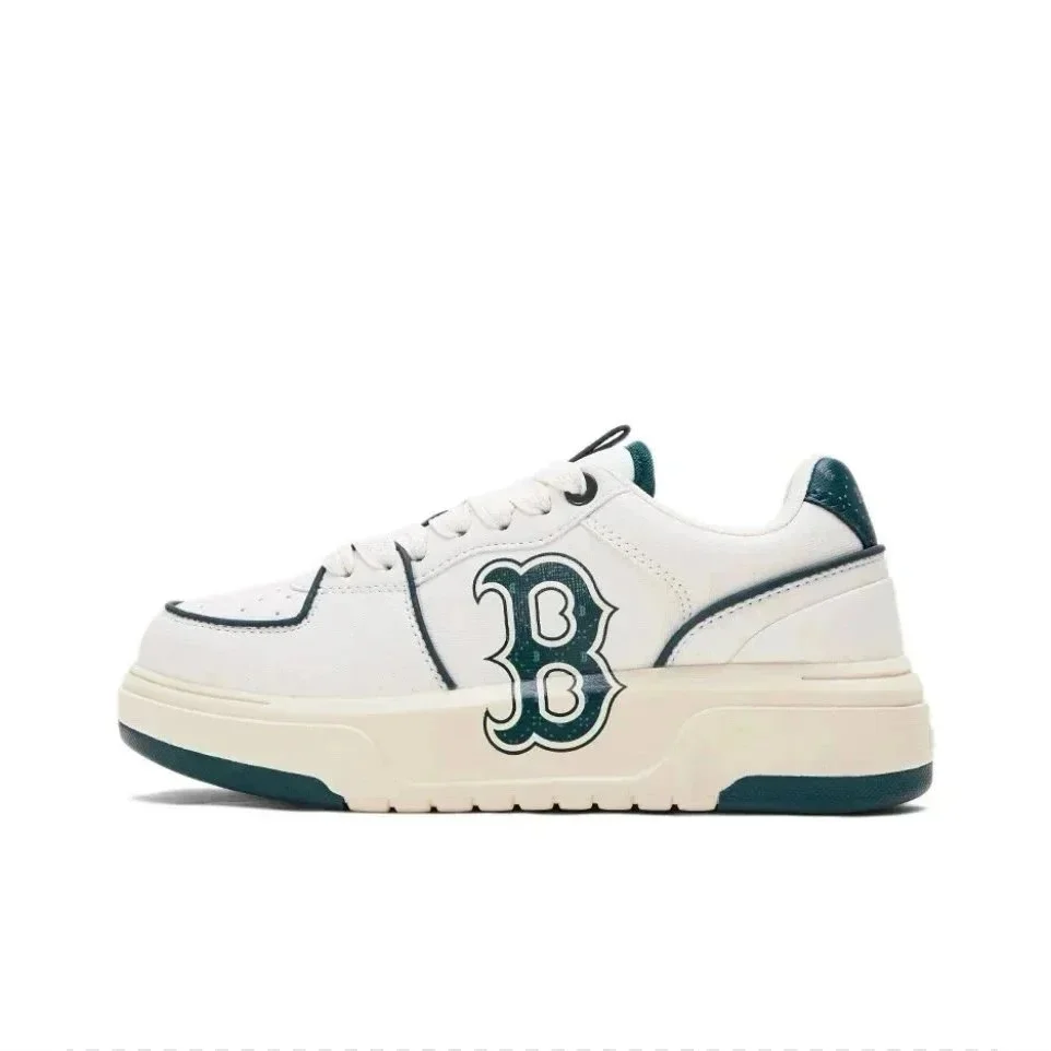 White 'B' Logo Platform Sneakers ZC-Milky Green