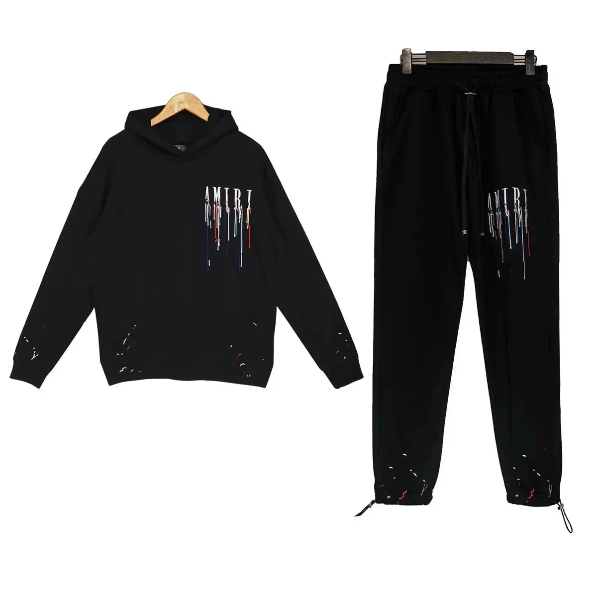 Amiri Black Paint Drop Tracksuit Set