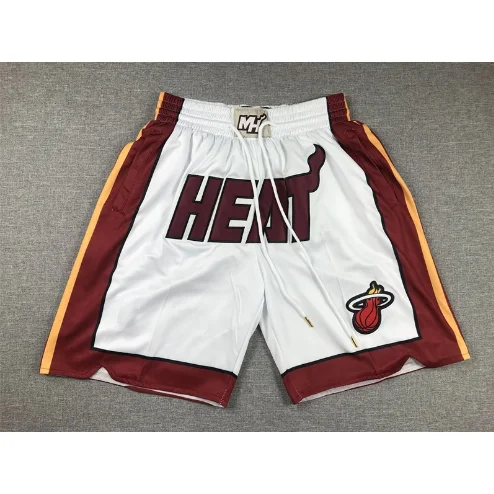 Miami Heat White Red Basketball Shorts