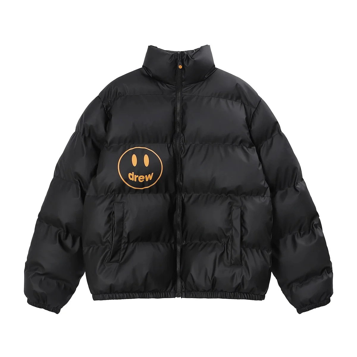 Black Smiley Face Puffer Jacket