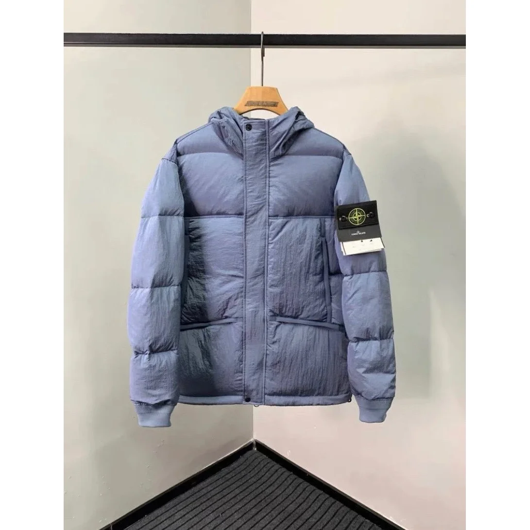Stone Island 68-15 Blue Hooded Puffer Jacket