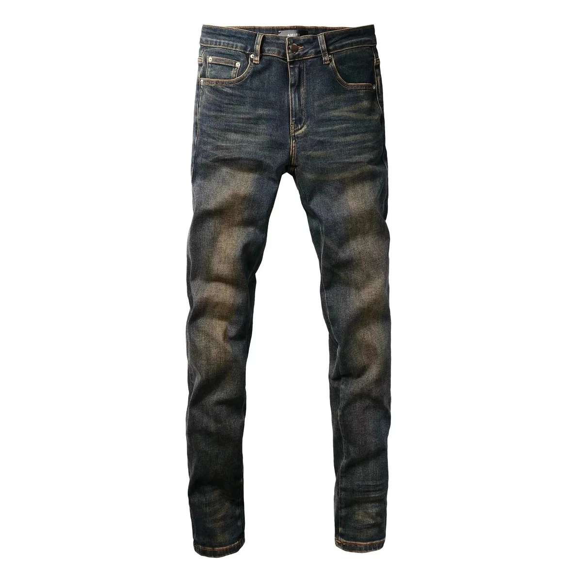 Slim Fit Distressed Jeans in Dark Wash