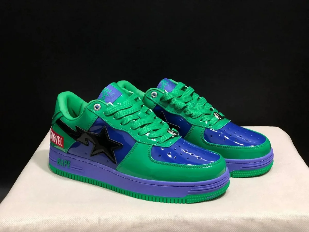 A Bathing Ape BAPE STA Marvel Hulk Green Blue Sneakers