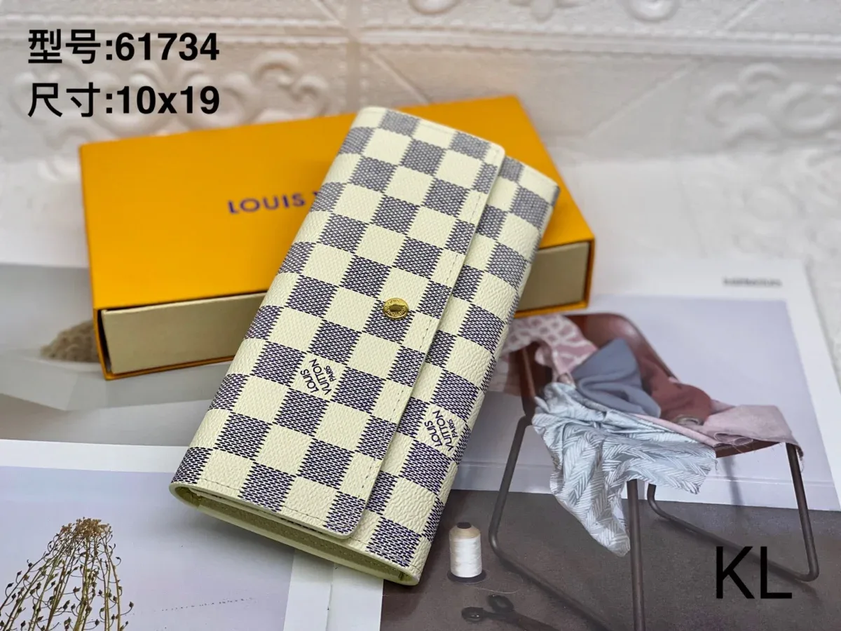 Louis Vuitton Damier Wallet in White/Blue Checkered Design