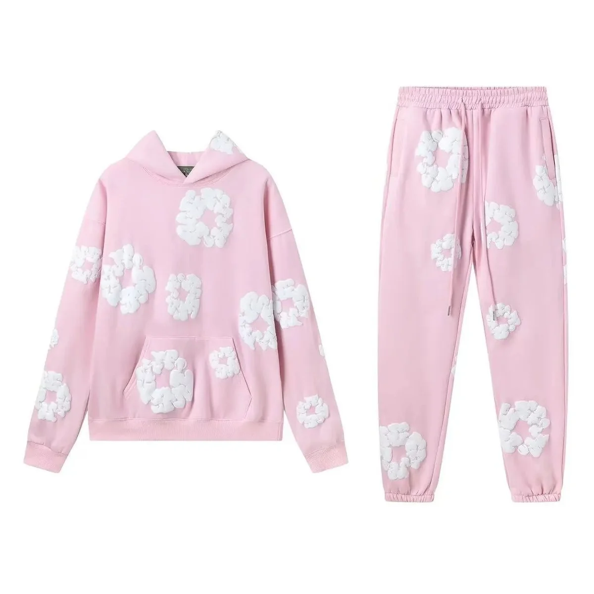 Pink Cloud Print Tracksuit Set
