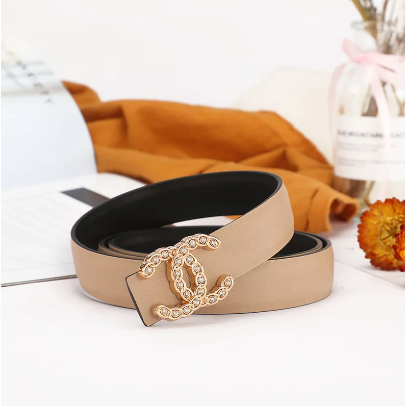 Chanel C-6杏色 Leather Belt