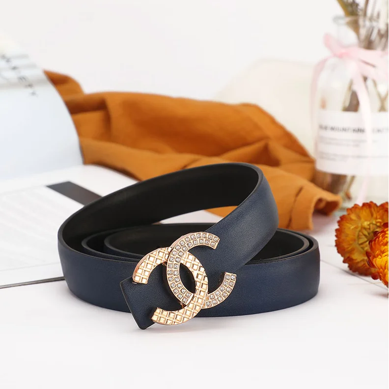 Chanel CC Buckle Belt Navy Blue