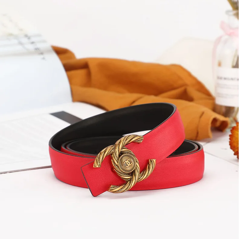Chanel Red CC Logo Belt