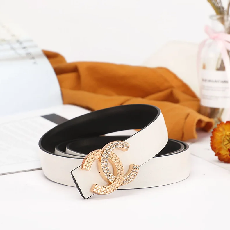 Chanel D-3 White CC Logo Belt