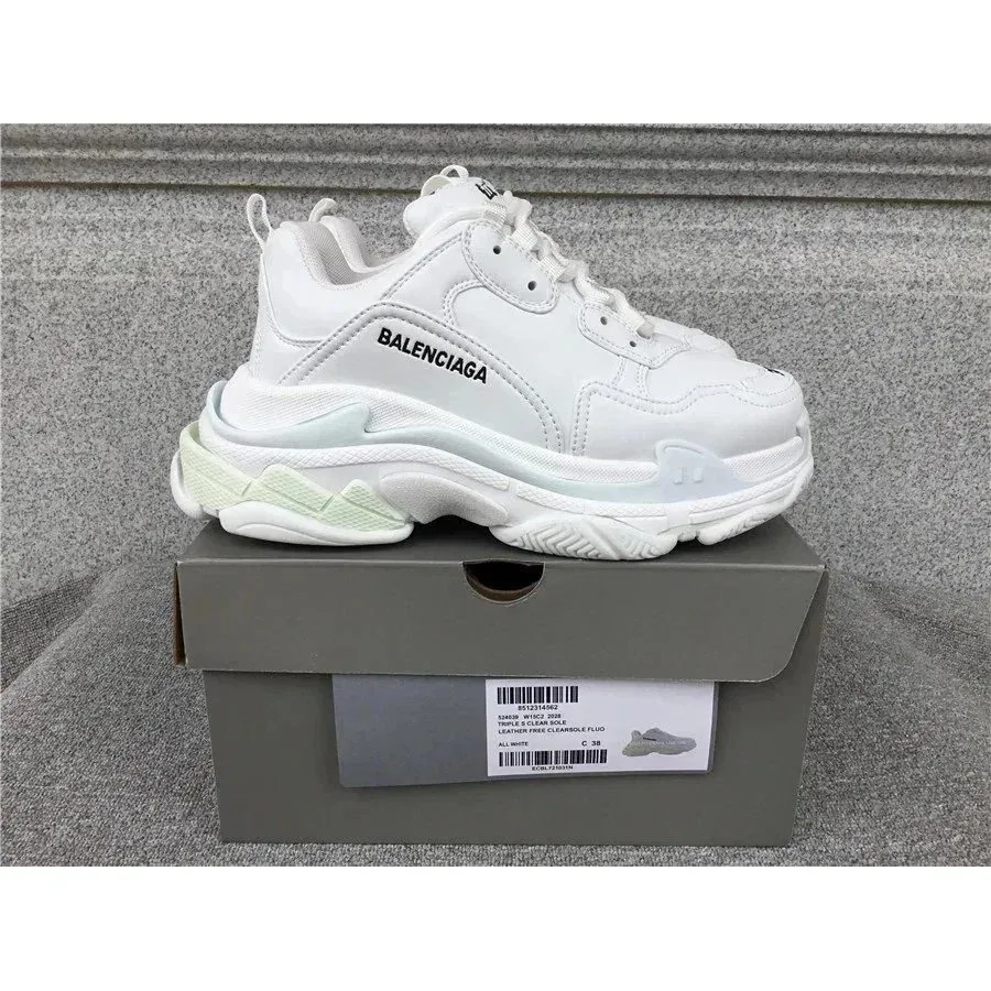 Balenciaga Triple S White Leather Sneakers