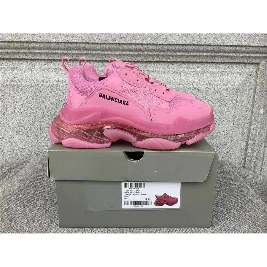 Balenciaga Triple S Pink Leather Sneakers