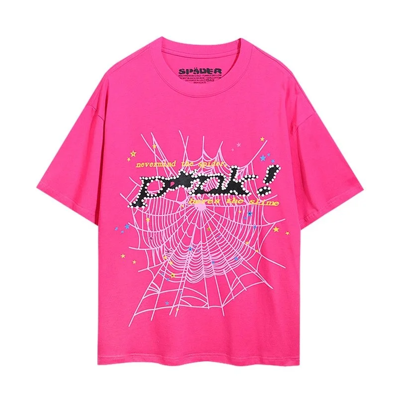 Palm Angels Spider Pink Web Print T-Shirt