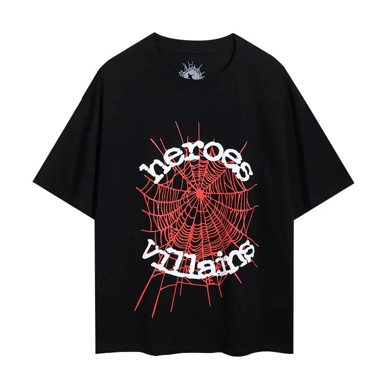 Black Heroes Villains Spider Web T-Shirt