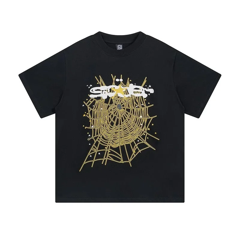 Black Spider Web Print T-Shirt