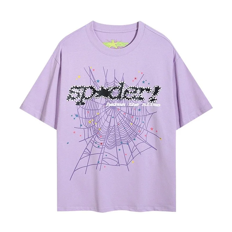 Spider Web Print T-Shirt Lilac Casual Top