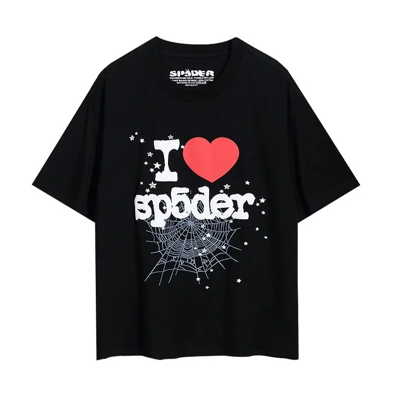 SP5DER Spider I Love Spider Black T-Shirt