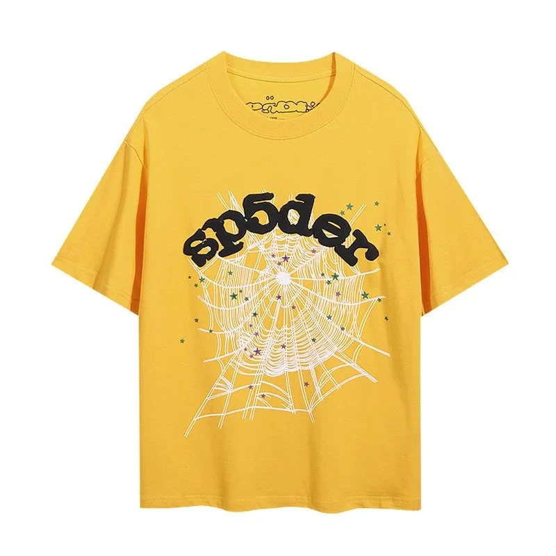 Spider Web Print Yellow T-Shirt