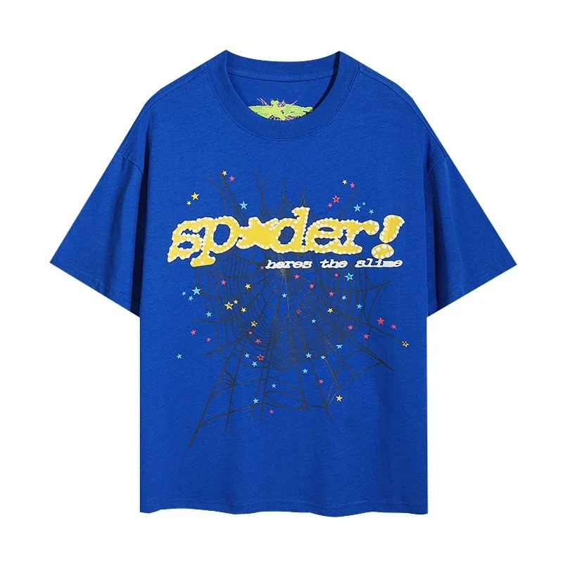 Blue Spider Web Print T-Shirt