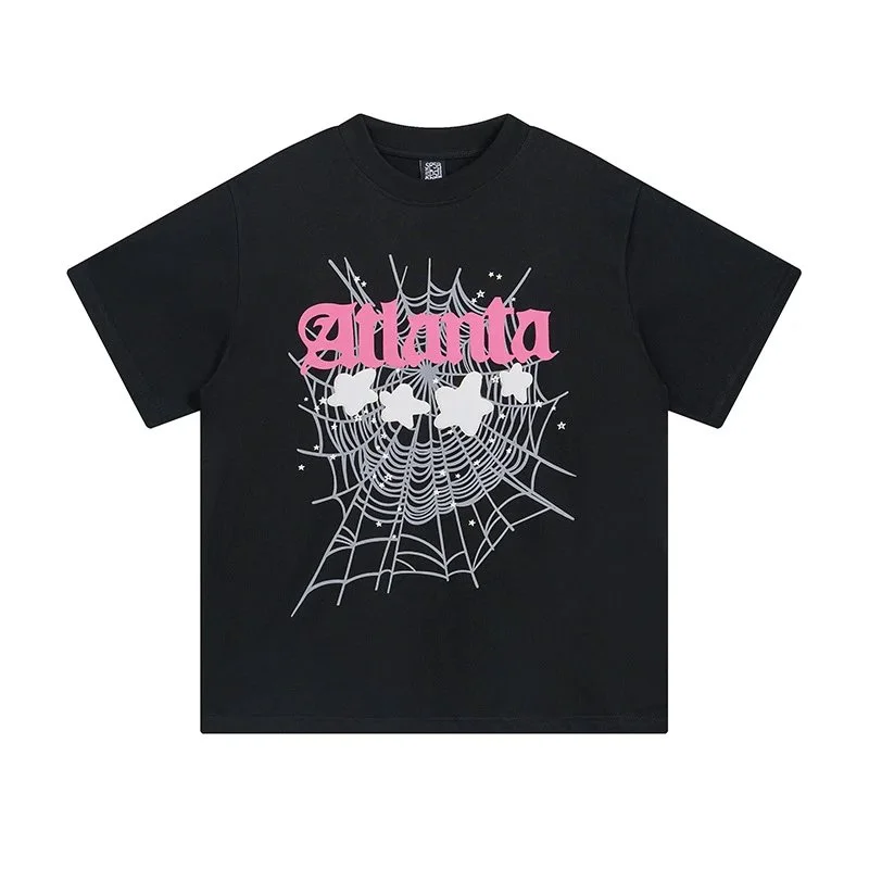 Black Atlanta Web Print T-Shirt