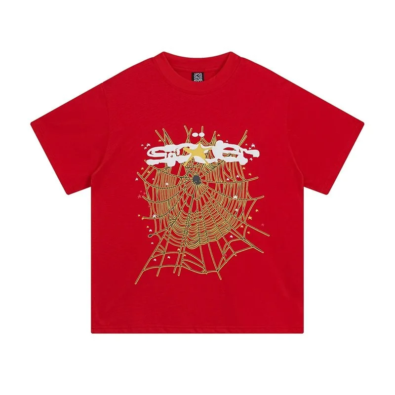Red Spider Web Print T-Shirt