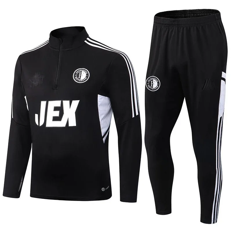 Black 'JEX' Tracksuit Set with White Accents