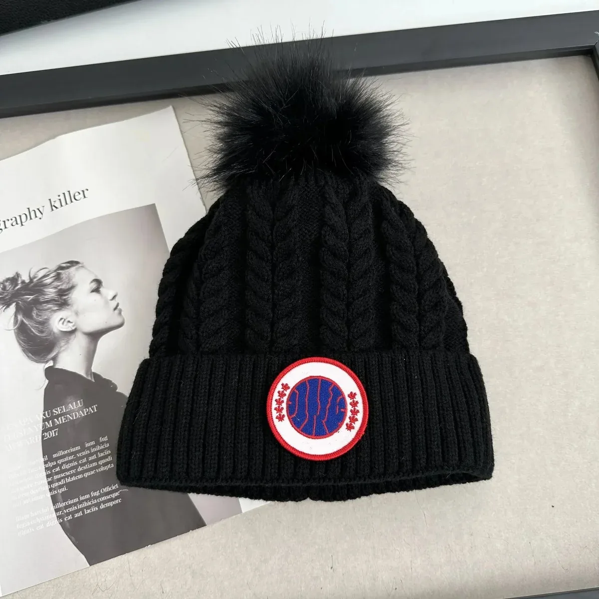 Canada Goose Expedition Black Pom-Pom Beanie