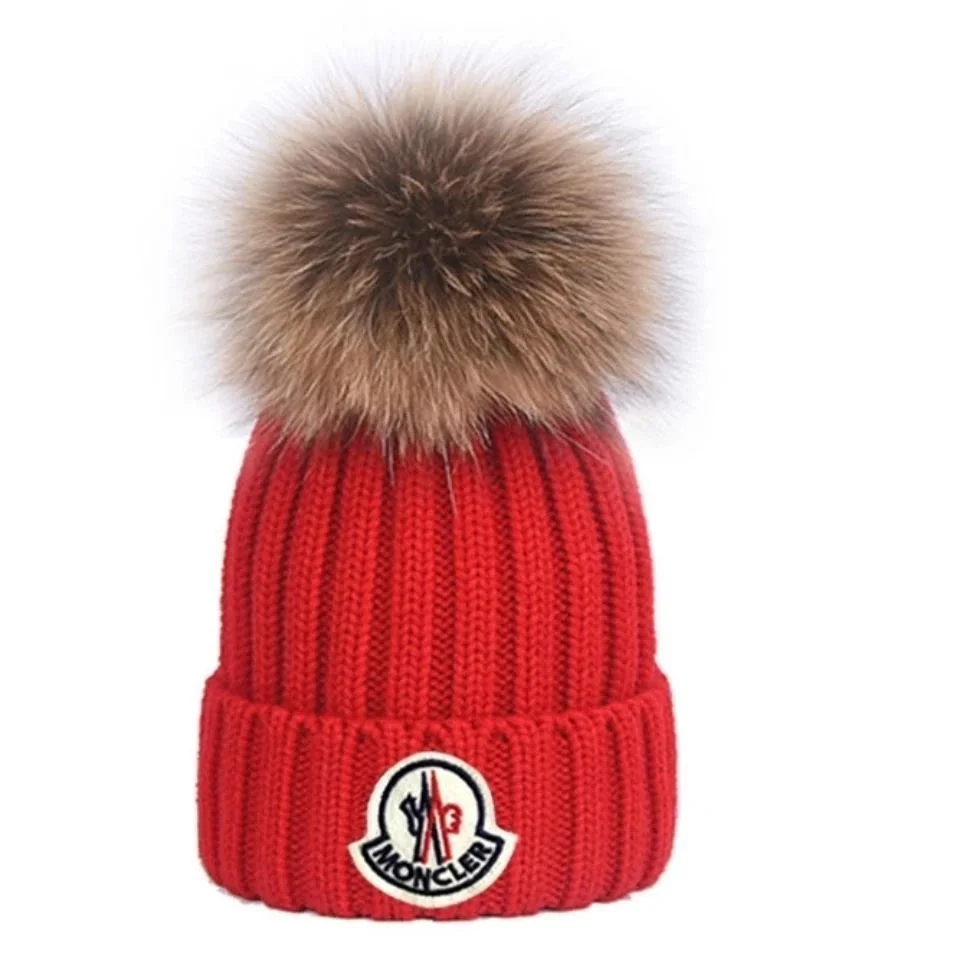 Moncler Red Pom-Pom Beanie