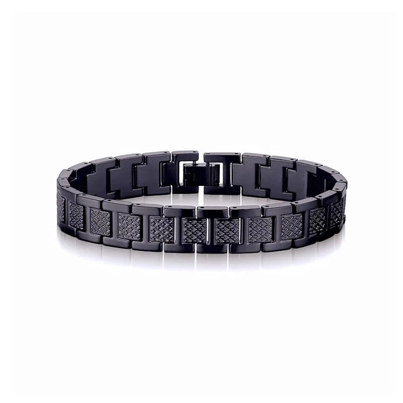 Black Textured Link Bracelet Men's Accessory