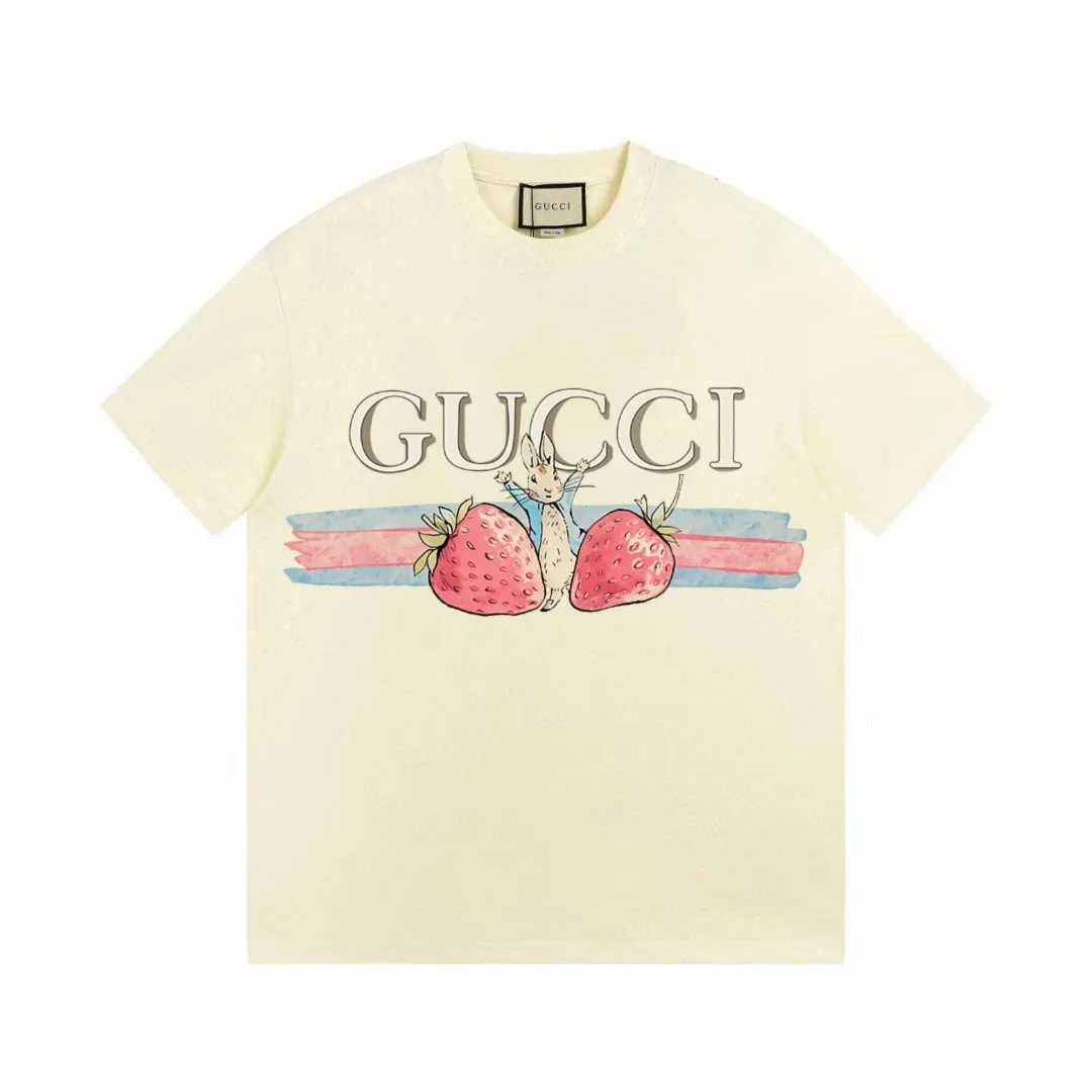 Gucci Strawberry Print T-Shirt Cream
