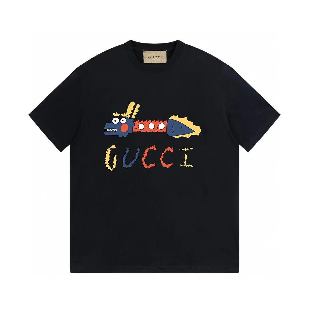 Gucci Dragon Print T-Shirt Black