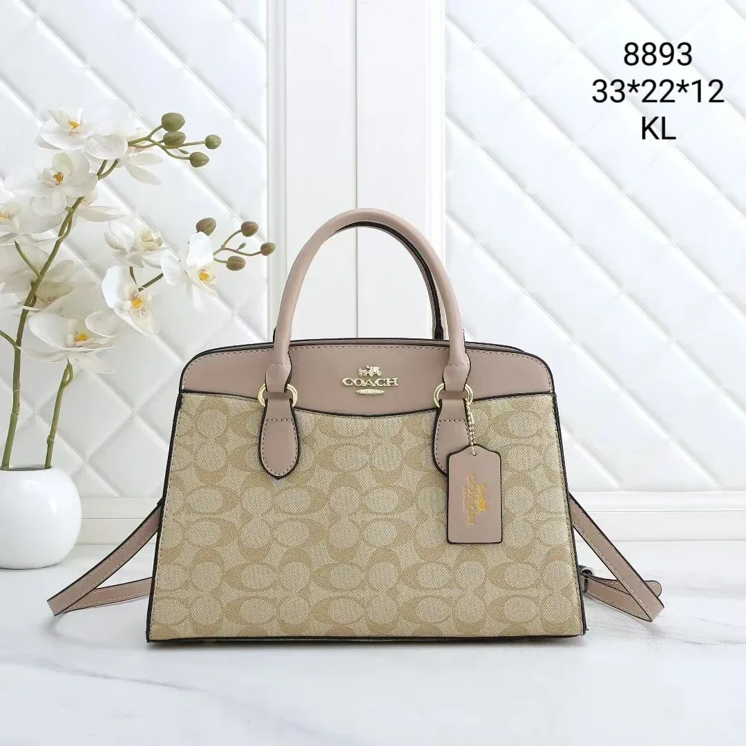 Coach Signature Beige & Pink Tote Bag