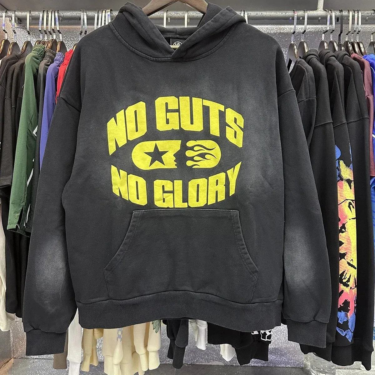 Black 'No Guts No Glory' Hoodie Sweatshirt