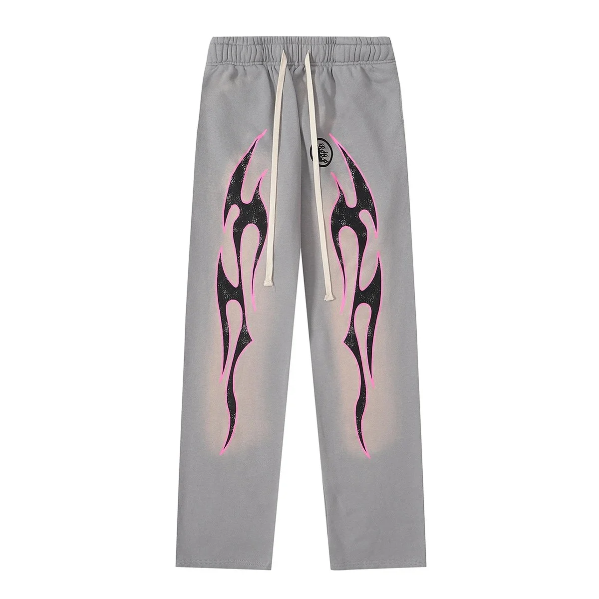 Flame Print Grey Sweatpants