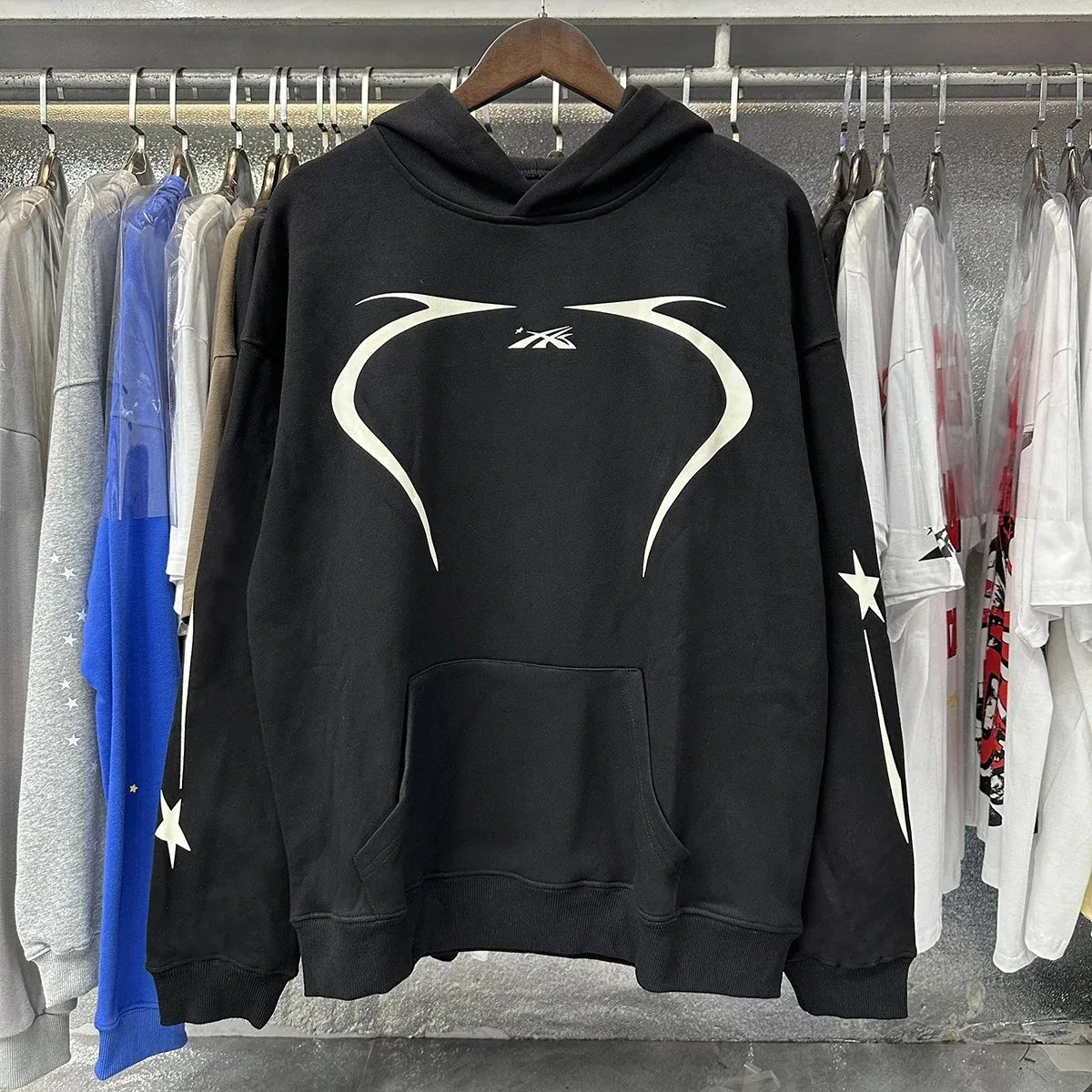 Black White Graphic Hoodie Sweatshirt