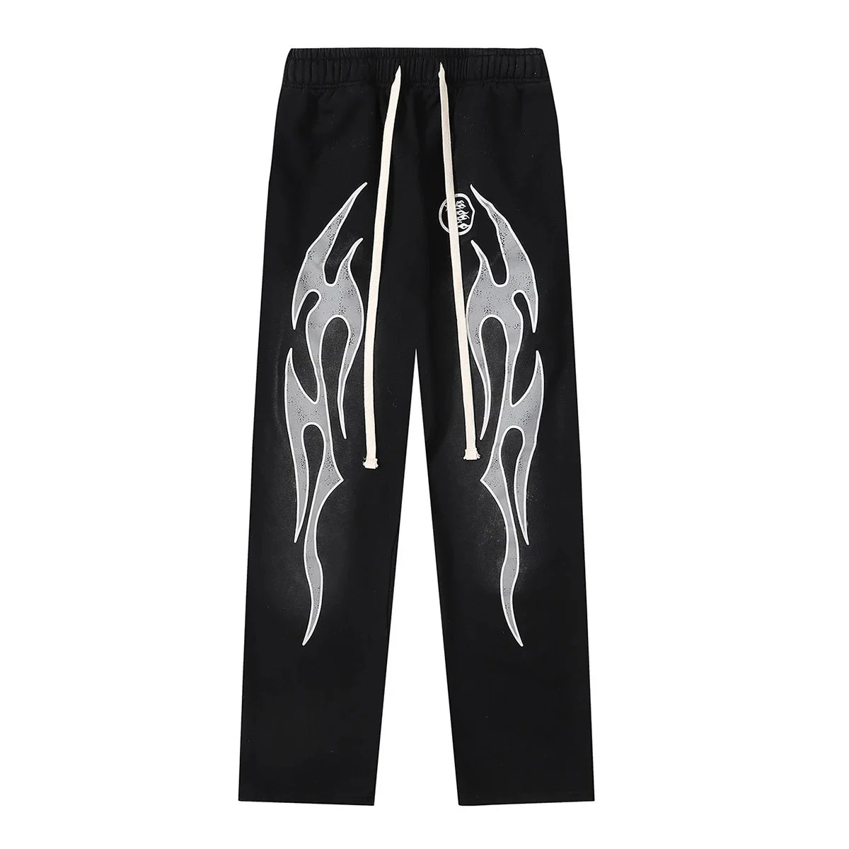 Black Flame Print Sweatpants