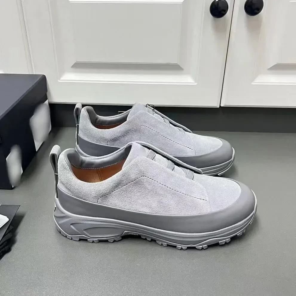 Suede Leather Sneakers Grey 44 Casual Shoes