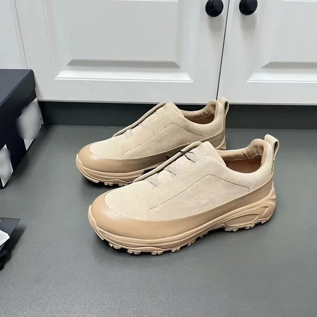 Beige Suede Leather Sneakers Beige Product Type