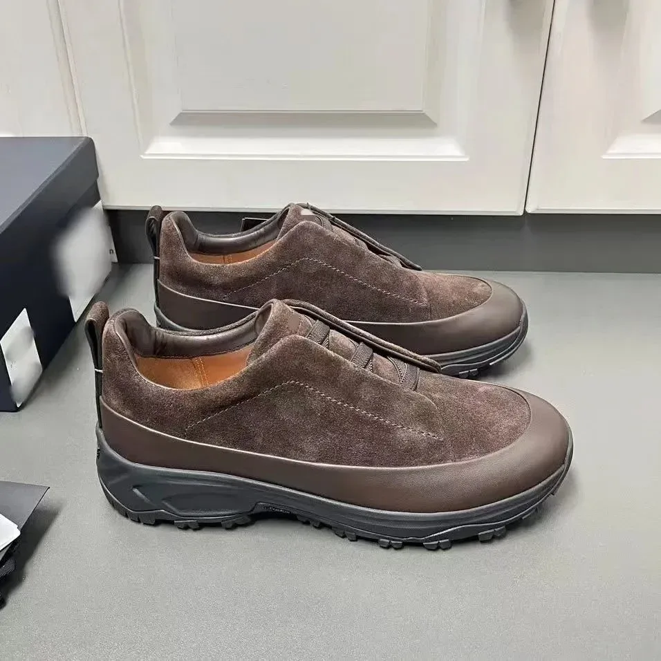Unisex Suede Leather Sneakers Brown