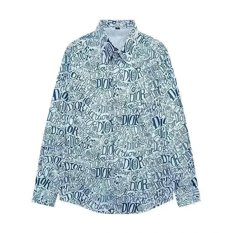 Dior Printed Shirt Blue & White Long Sleeve