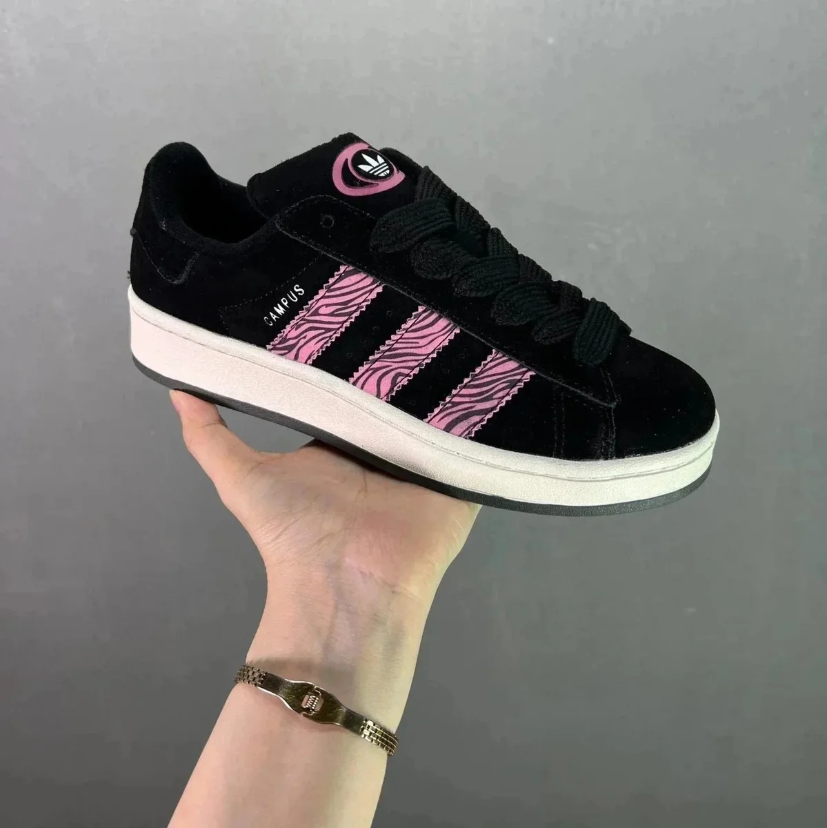 Adidas Campus Zebra Stripe Black Pink Sneakers