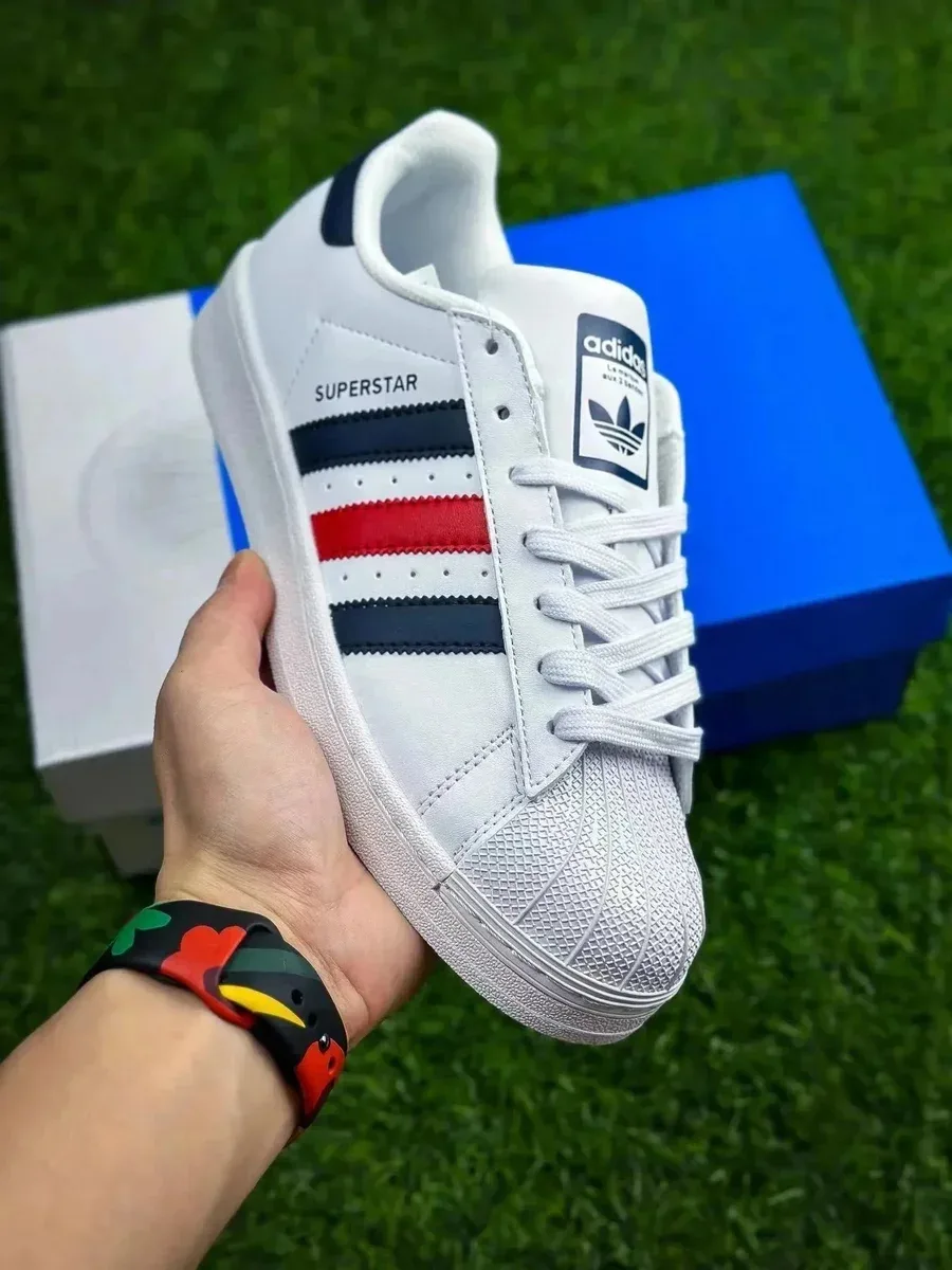 Adidas Superstar White/Red/Blue Sneakers