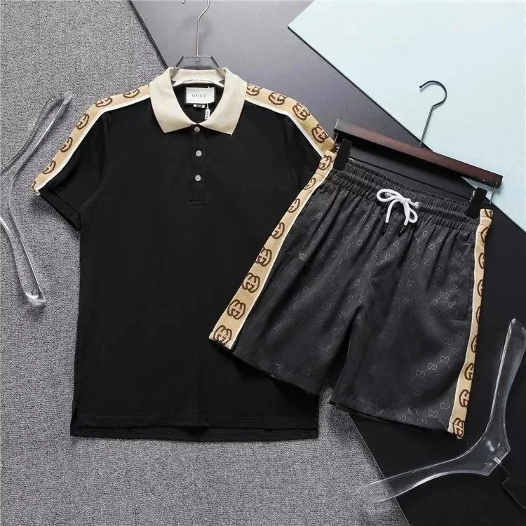 Gucci Black GG Stripe Polo & Shorts Set