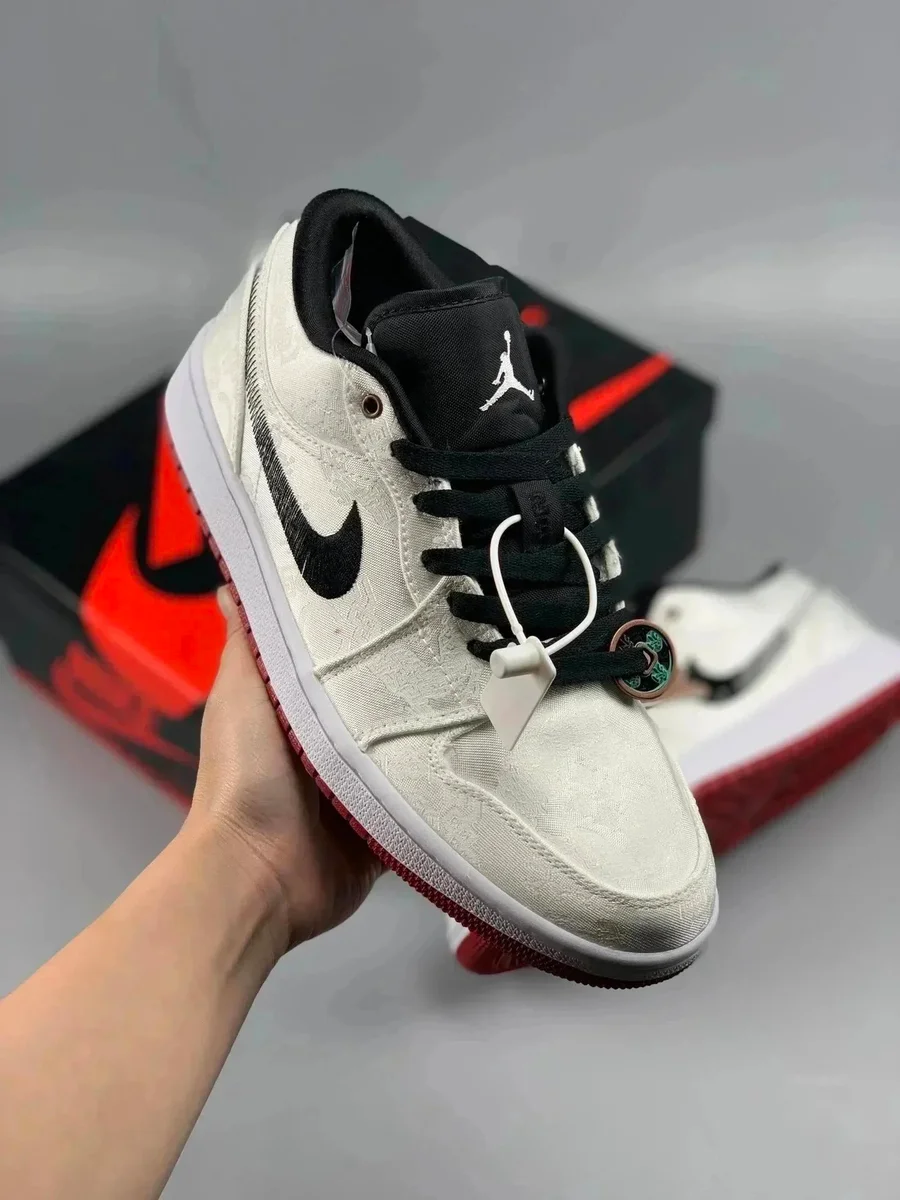 Nike Air Jordan 1 Low Sail/Black Red Sneakers