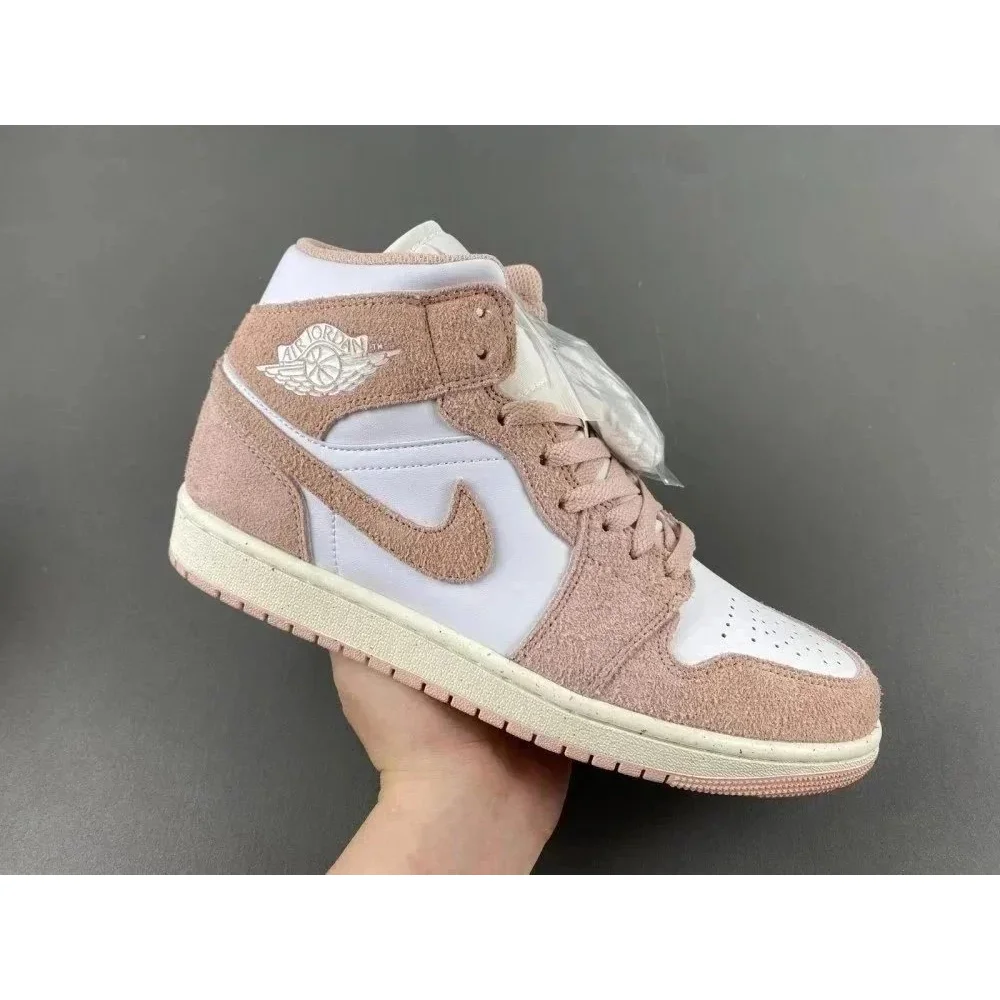 Nike Air Jordan 1 Mid Dusty Pink White Sneakers