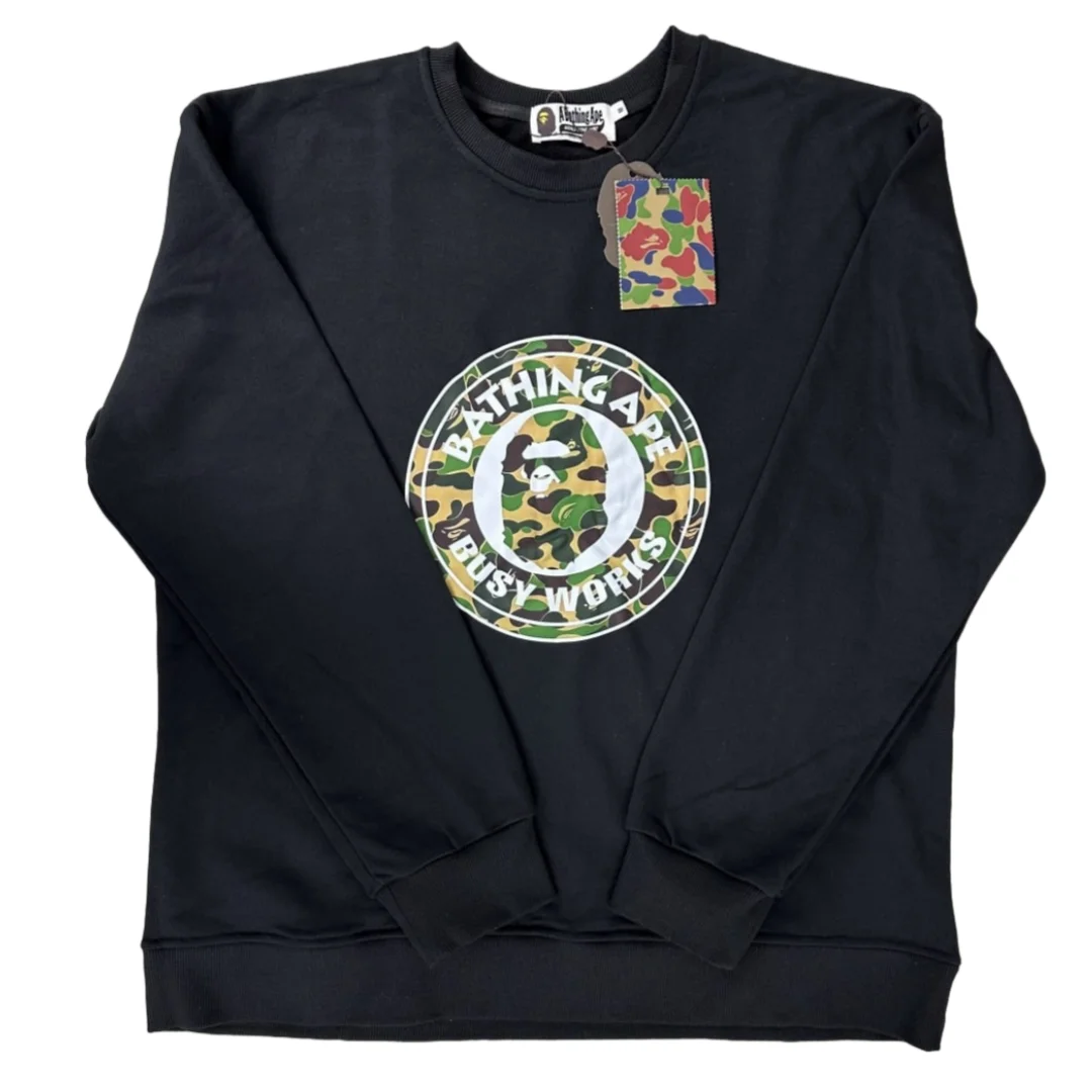 A Bathing Ape BAPE STA Black Camo Graphic Crewneck