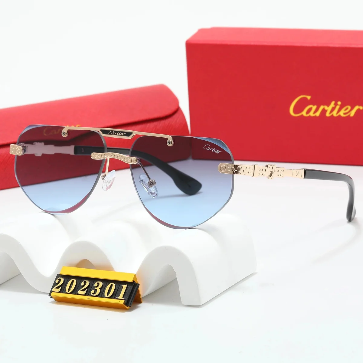 Cartier Gradient Blue Aviator Sunglasses