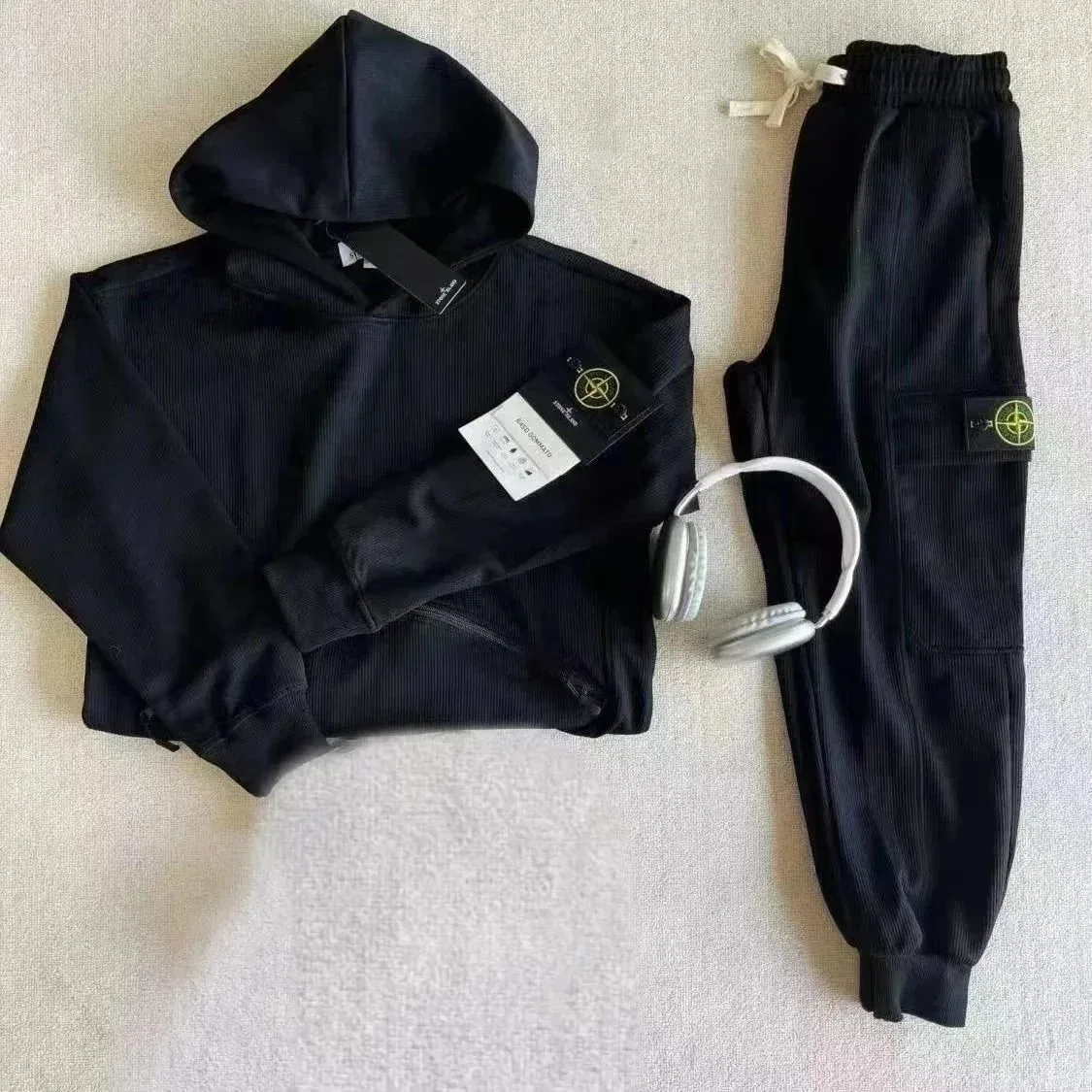 Stone Island 68-15 Black Hoodie & Pants Set