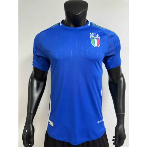 Italy National Team Jersey Y Main Blue White Stripe Collar